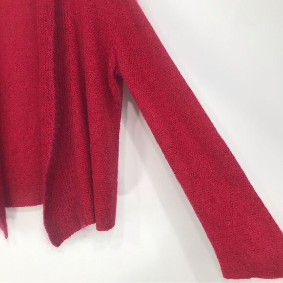 Eileen Fisher Red Mohair Cashmere Wool Blend Open Front Cardigan Sweater - Picture 10 of 15